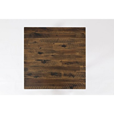 Rustic Brown Acacia Wood End Table with Storage