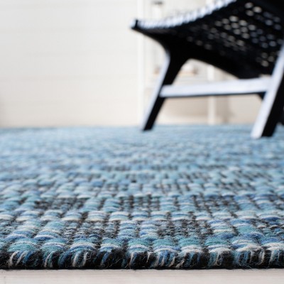 Handmade Blue Wool Abstract 4' x 6' Area Rug