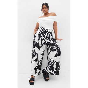 Women's Plus Size Peta Print Pant - mono print | CITY CHIC - 1 of 4