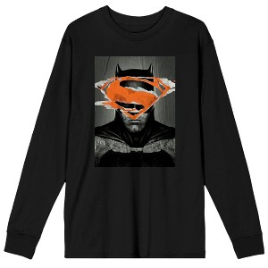 Batman V Superman Dawn Of Justice Batman with Torn S Men's Black Long Sleeve Shirt - 1 of 1