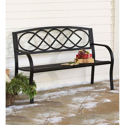 Black Steel and Cast-Iron Celtic Knot Garden Bench