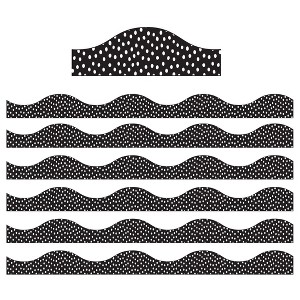 Ashley Productions® Magnetic Scallop Border, White Messy Dots on Black, 12 Feet Per Pack, 6 Packs - 1 of 2