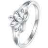 Lotus Flower Yoga Ring - 925 Sterling Silver, High Polish, Comfort Fit Wedding Band - 2 of 2