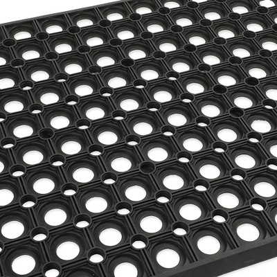 Black Rubber Nonslip Outdoor Welcome Doormat, 23.5 x 15.75 Inches