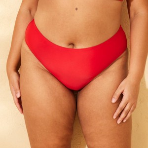 Women's Mid-Rise High Leg Cheeky Bikini Bottom - Wild Fable™ Red - 1 of 3