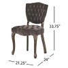 Coolbibila Wooden Dining Chairs Set Of 2,Vintage Tufted Button Velvet Fabric Dining Room Chairs With Rolled Legs And Antique Wood Finish - 4 of 4