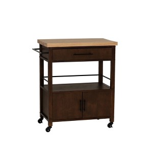 Linon Lennix Kitchen Cart Brown - 1 of 4