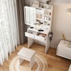 VYNXARIA Makeup Vanity Desk with Mirror£¬Includes padded stool&Shelf,Space-Saving Dressing Table for Small Bedrooms,White - 4 of 4