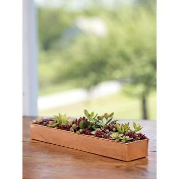 Gardener's Supply Company 18" Rectangular Copper Plant Tray | Watertight Elegant Planter for Indoor Outdoor Decor Plants, Herbs & Succulents | Durable