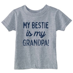 Toddler Funny T Shirts My Bestie Is My Grandpa Sarcastic Graphic Novelty Tee For Kids - Crazy Dog Toddler T Shirt Gift For Grandpa - 1 of 4