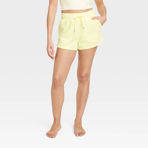 Women's Fleece High-Rise Shorts 3.5 - All In Motion™ Light Yellow L