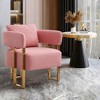 Modern Decorative 2PC Teddy Fleece Upholstered Side Chairs with Gold Metal Legs, Ergonomic Cushion, No Wheels, Suitable for Living Room - 3 of 4
