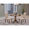 HomeStock 3-Piece Round Mahogany Finish Solid Wood Top Dining Table with 2 Parson Chairs with Drop Leaf - 2 of 4