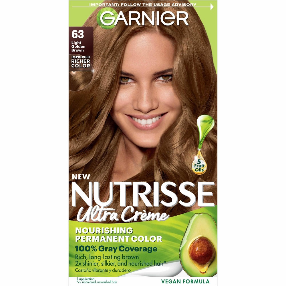 Photos - Hair Dye Garnier Nutrisse Nourishing Permanent Hair Color Creme - 63 Light Golden B 