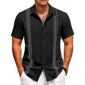 COOFANDY Cuban Guayabera Shirts for Men Short Sleeve Casual Button Down Shirts Summer Vacation Shirts - 1 of 4