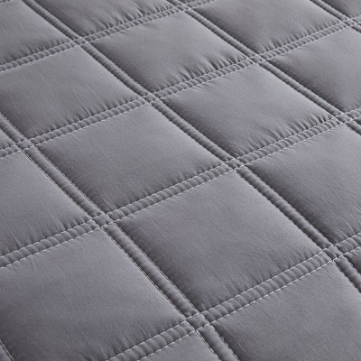 Full Size Gray Microfiber Reversible Bedspread with Down Alternative Fill