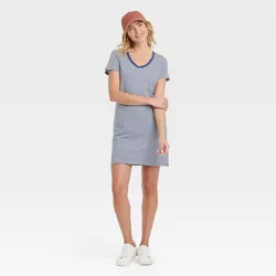 Women's Short Sleeve T-Shirt Dress - Universal Thread™ Blue Striped