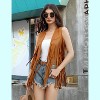 Acekool Women's 70s Fringe Vest - Retro Faux Suede Sleeveless Jacket with Bohemian Tassels, Western & Hippie Style - 2 of 4