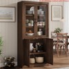71" Tall Kitchen Large Pantry Cabinet, Farmhouse Kitchen Pantry Storage Cabinet w/ 4 Doors & Adjustable Shelves, Freestanding Wood Large Food Cupboard - 3 of 4