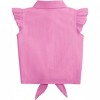 Clearlove Girls Sleeveless Plaid Button Down Shirt Summer Cropped Top with Tie Waist and Ruffled Hem Cute Casual Blouse Rose Red 130 - 3 of 4