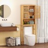 Costway Over The Toilet Storage Cabinet Tall Bathroom Bamboo Shelf Organizer  Space Saver : Target