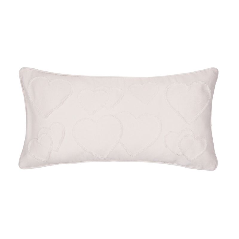 C&F Home 12" x 24" White Heart Applique Valentine's Day Heart Pillow, 1 of 4