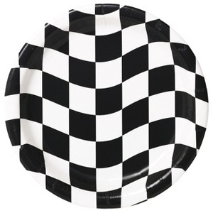 24ct Black and White Check Dessert Plates White - 1 of 3