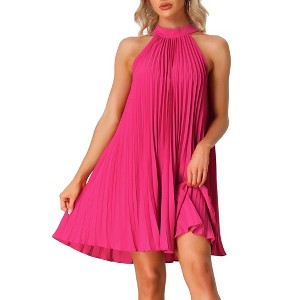 Allegra K Women's Tie Halter Neck Sleeveless Casual Flowy Dresses - 1 of 4