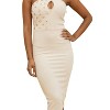 Slickblue Bold Eyelet and Stud Fashion Dress in Beige/Black – Sleek Fit with Keyhole Front & Back Zipper, S-L - 3 of 4