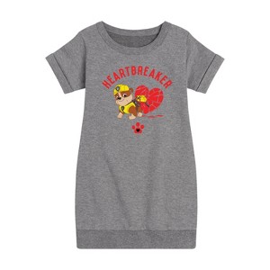 Girls' - Paw Patrol - Valentine's Heartbreaker Graphic Short Sleeve Fleece Dress - 1 of 4