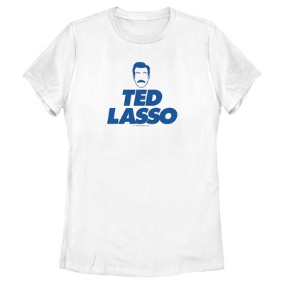 Women's Ted Lasso Silhouette Outline Face Logo T-shirt - White