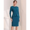 Allegra K Women's Round Neck Bracelet Sleeve Peplum High Waist Work Office Pencil Dress - 2 of 4