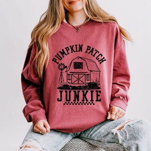 Simply Sage Market Pumpkin Patch Junkie Barn Lightweight Garment Dyed Sweatshirt - 1 of 4
