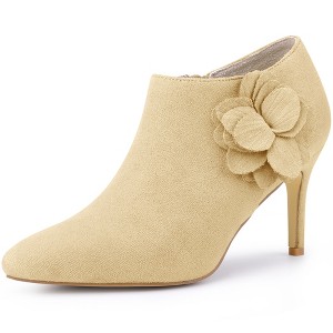 BLISSFUL STEP Flower Pointed Toe Stiletto Heels Ankle Booties for Women - 1 of 4