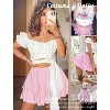Women's Pleated Skater Skirt - High Waist Flared Mini with Ruffles for Casual Wear Pink - 3 of 4