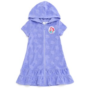 Disney Junior Girls Loop Terry Cloth Hooded Zip Up Swim Cover Up Little Kid to Big Kid - 1 of 4
