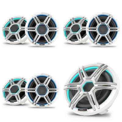 Garmin Fusion 3 Pairs Apollo AP-FL88SPW 8.8" LED Marine Speakers Sport Grills, White, Pair with Garmin Fusion Apollo AP-SL10SPW 10" LED Marine Subw...