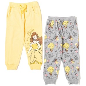 Disney Princess Moana Belle Rapunzel Jasmine Ariel Cinderella Girls 2 Pack Pants Little Kid to Big Kid - 1 of 4