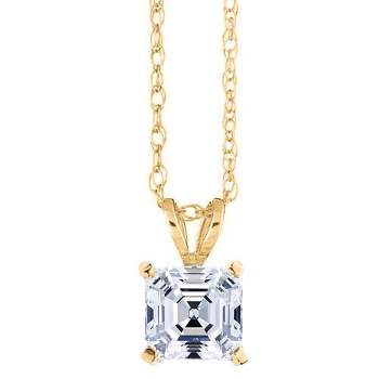 Pompeii3 2 CT Asscher Cut Solitaire Pendant Necklace in 14k White, Yellow, or Rose Gold