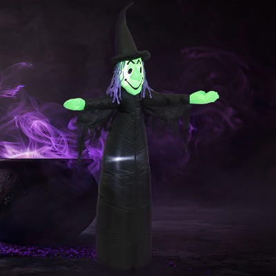 Sunnydaze Outdoor Wendolyn the Wicked Witch Self-Inflating Halloween Inflatable Yard Decoration with LED Lights and Built-In Fan - 5'
