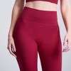 NAYSAYE L Women Yoga Pant Leggings Ribbed Solid High-Waisted Tummy Control Seamless Soft Gym Outfit Yoga Pants for Women Leg Training, Red - 3 of 4