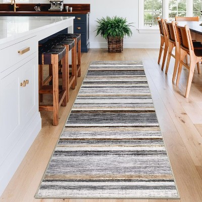 Area Rug Modern Striped Area Rug Washable Rugs for Living Room Bedroom Non Slip Low Pile Soft Accent Carpet for Home Office Dining Room