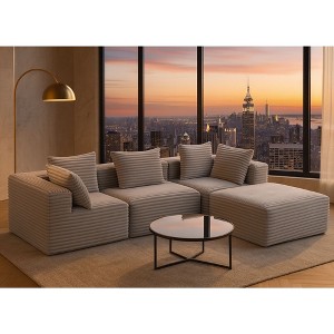 CAVINAS Comfy Corduroy Sofa with 4 Seaters,Magic Cube Sofa with Modular Configuration,U Shape Sectional Sofa for Living Room Furniture - 1 of 4