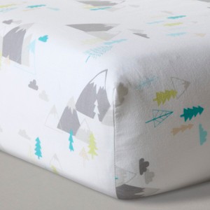 Fitted Crib Sheet Mountains - Cloud Island™  White - 1 of 3