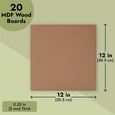Brown 12x12 MDF Boards for DIY Arts and Crafts, 20 Pack