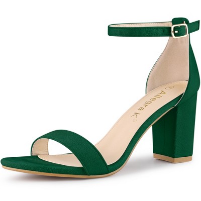 Allegra K Women's Adjustable Buckle Ankle Strap High Chunky Heels Sandals