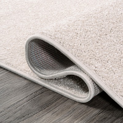 Ivory Solid Synthetic Low-Pile Runner Rug, 2 x 8 ft