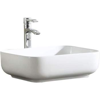 Fine Fixtures Rectangular Thin Edge Vessel Bathroom Sink Vitreous China Without Overflow