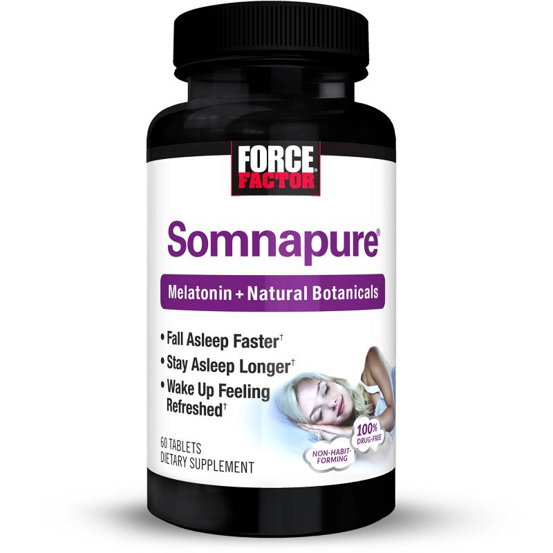 Force Factor Somnapure Sleep Aid Supplement with Melatonin and Botanicals - 60ct, 1 of 7