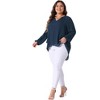 Agnes Orinda Women's Plus Size V-Neck Long Sleeve High Low Asymmetric Hem Layer Casual Blouses - 3 of 4